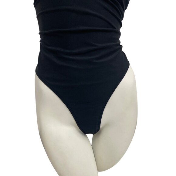 Cupshe Womens Black Ruffle Strap V-Neck One-Piece Swimsuit Size M- New - Picture 4 of 8